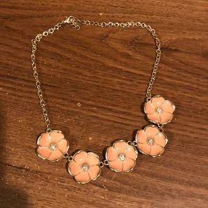 Pink and gold floral necklace